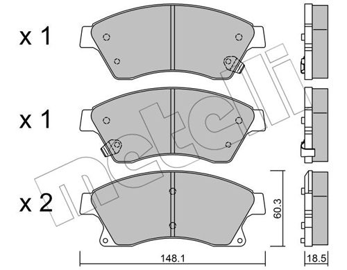 Bremsbelagsatz, Scheibenbremse Vorderachse Metelli 22-0838-0 von Metelli