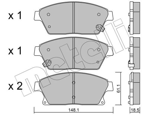 Bremsbelagsatz, Scheibenbremse Vorderachse Metelli 22-0839-0 von Metelli