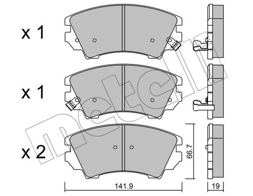 Bremsbelagsatz, Scheibenbremse Vorderachse Metelli 22-0842-0 von Metelli