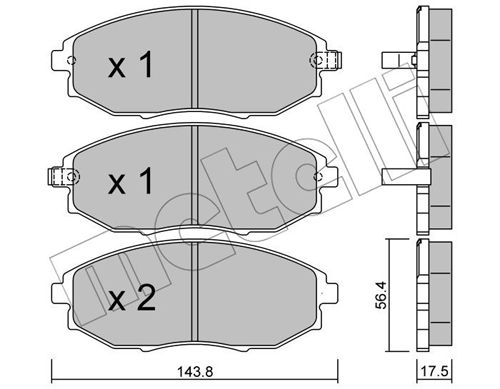 Bremsbelagsatz, Scheibenbremse Vorderachse Metelli 22-0845-0 von Metelli