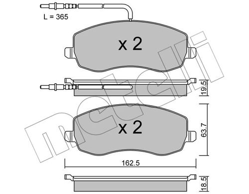 Bremsbelagsatz, Scheibenbremse Vorderachse Metelli 22-0847-0 von Metelli