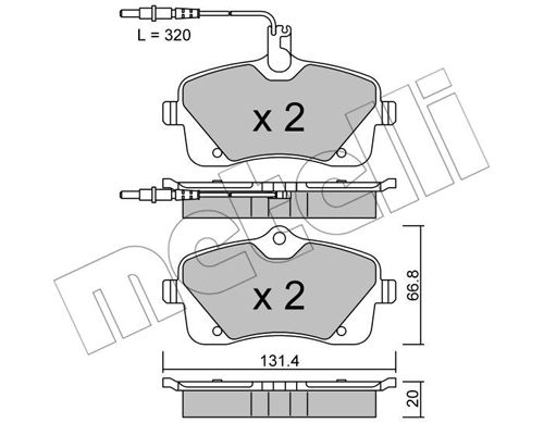 Bremsbelagsatz, Scheibenbremse Vorderachse Metelli 22-0853-0 von Metelli