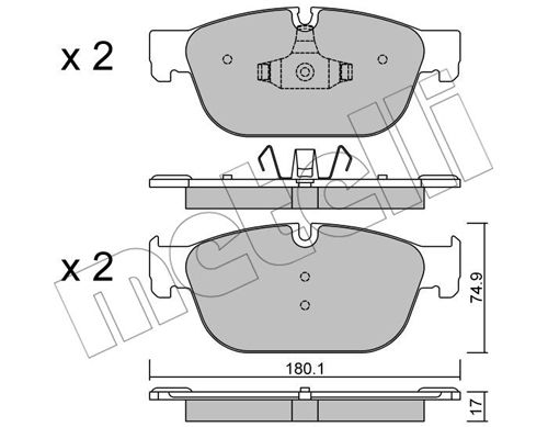 Bremsbelagsatz, Scheibenbremse Vorderachse Metelli 22-0854-0 von Metelli