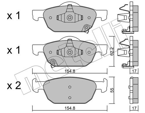 Bremsbelagsatz, Scheibenbremse Vorderachse Metelli 22-0866-0 von Metelli