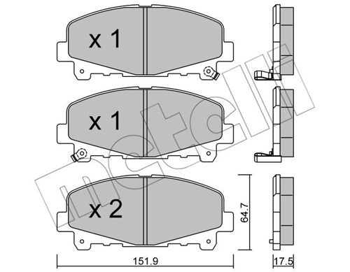 Bremsbelagsatz, Scheibenbremse Vorderachse Metelli 22-0867-0 von Metelli