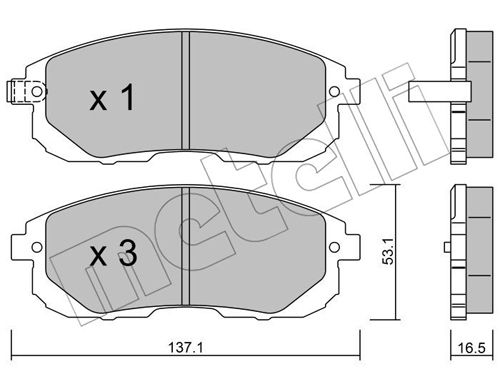 Bremsbelagsatz, Scheibenbremse Vorderachse Metelli 22-0876-0 von Metelli