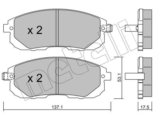 Bremsbelagsatz, Scheibenbremse Vorderachse Metelli 22-0876-1 von Metelli