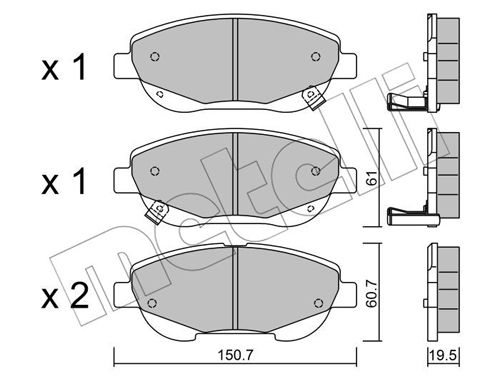 Bremsbelagsatz, Scheibenbremse Vorderachse Metelli 22-0879-0 von Metelli