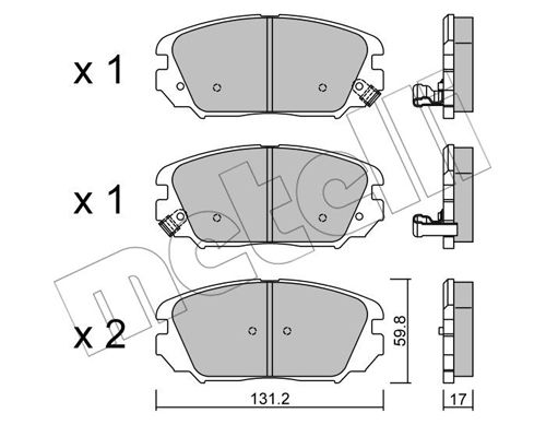 Bremsbelagsatz, Scheibenbremse Vorderachse Metelli 22-0885-0 von Metelli