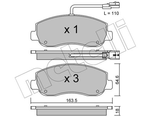 Bremsbelagsatz, Scheibenbremse Vorderachse Metelli 22-0898-0 von Metelli