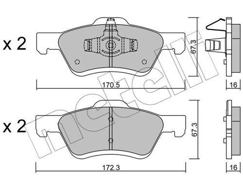 Bremsbelagsatz, Scheibenbremse Vorderachse Metelli 22-0906-0 von Metelli