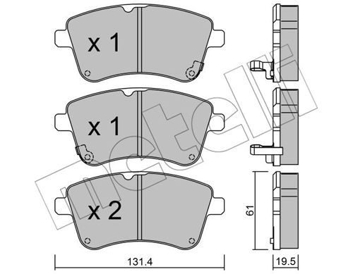 Bremsbelagsatz, Scheibenbremse Vorderachse Metelli 22-0913-0 von Metelli