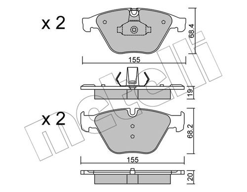 Bremsbelagsatz, Scheibenbremse Vorderachse Metelli 22-0918-0 von Metelli