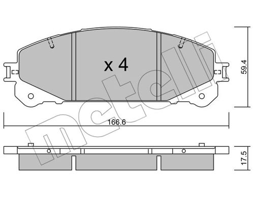 Bremsbelagsatz, Scheibenbremse Vorderachse Metelli 22-0938-0 von Metelli