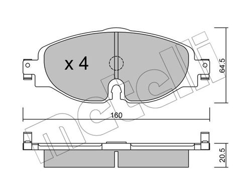 Bremsbelagsatz, Scheibenbremse Vorderachse Metelli 22-0950-0 von Metelli