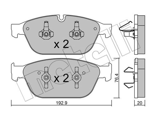 Bremsbelagsatz, Scheibenbremse Vorderachse Metelli 22-0954-0 von Metelli