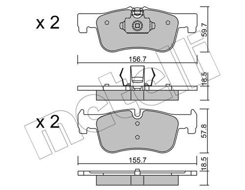 Bremsbelagsatz, Scheibenbremse Vorderachse Metelli 22-0959-0 von Metelli