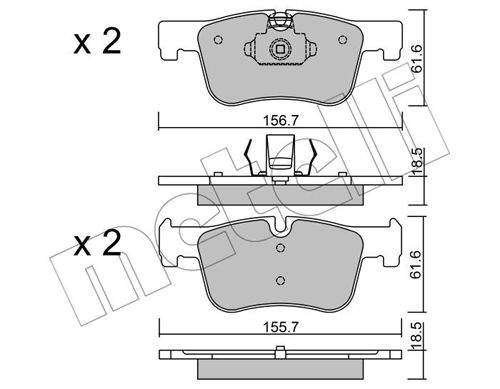 Bremsbelagsatz, Scheibenbremse Vorderachse Metelli 22-0960-0 von Metelli