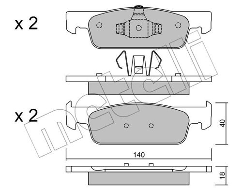 Bremsbelagsatz, Scheibenbremse Vorderachse Metelli 22-0975-0 von Metelli