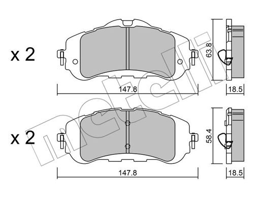 Bremsbelagsatz, Scheibenbremse Vorderachse Metelli 22-0983-0 von Metelli