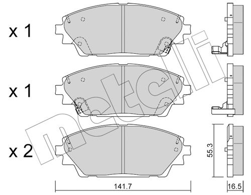 Bremsbelagsatz, Scheibenbremse Vorderachse Metelli 22-0992-0 von Metelli