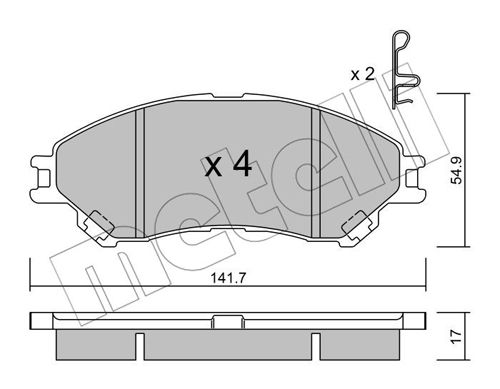 Bremsbelagsatz, Scheibenbremse Vorderachse Metelli 22-0996-0 von Metelli