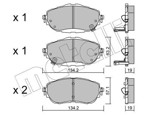 Bremsbelagsatz, Scheibenbremse Vorderachse Metelli 22-0998-0 von Metelli