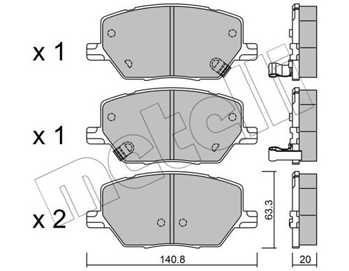 Bremsbelagsatz, Scheibenbremse Vorderachse Metelli 22-1001-0 von Metelli