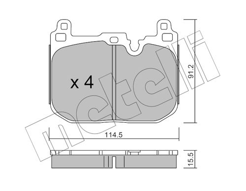 Bremsbelagsatz, Scheibenbremse Vorderachse Metelli 22-1015-4 von Metelli