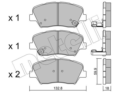 Bremsbelagsatz, Scheibenbremse Vorderachse Metelli 22-1026-0 von Metelli