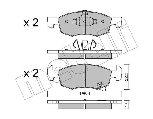 Bremsbelagsatz, Scheibenbremse Vorderachse Metelli 22-1034-0 von Metelli