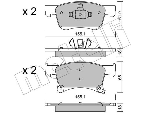 Bremsbelagsatz, Scheibenbremse Vorderachse Metelli 22-1035-0 von Metelli