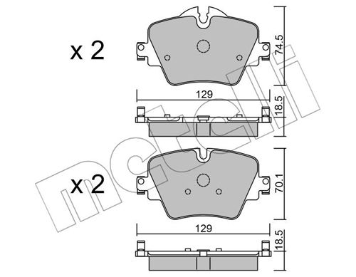 Bremsbelagsatz, Scheibenbremse Vorderachse Metelli 22-1037-0 von Metelli