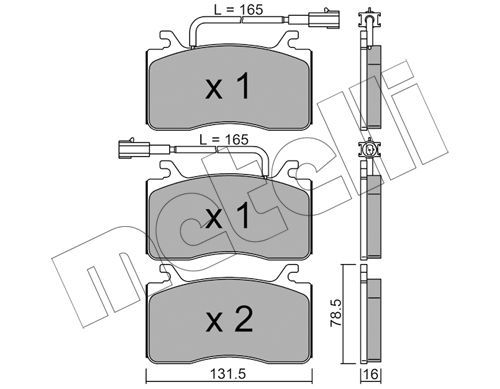 Bremsbelagsatz, Scheibenbremse Vorderachse Metelli 22-1100-0 von Metelli