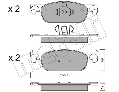 Bremsbelagsatz, Scheibenbremse Vorderachse Metelli 22-1109-0 von Metelli