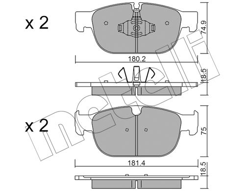 Bremsbelagsatz, Scheibenbremse Vorderachse Metelli 22-1120-0 von Metelli