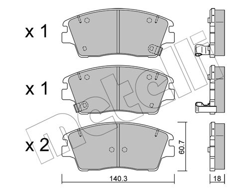 Bremsbelagsatz, Scheibenbremse Vorderachse Metelli 22-1164-0 von Metelli