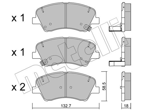 Bremsbelagsatz, Scheibenbremse Vorderachse Metelli 22-1167-0 von Metelli