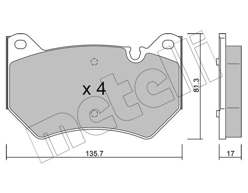 Bremsbelagsatz, Scheibenbremse Vorderachse Metelli 22-1170-0 von Metelli