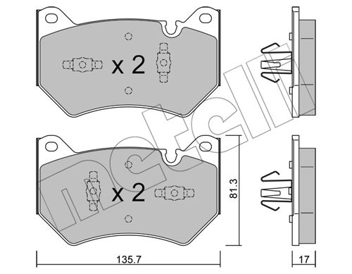 Bremsbelagsatz, Scheibenbremse Vorderachse Metelli 22-1170-1 von Metelli