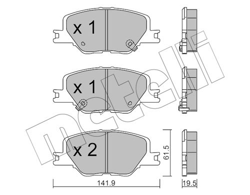 Bremsbelagsatz, Scheibenbremse Vorderachse Metelli 22-1177-0 von Metelli