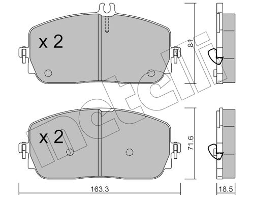 Bremsbelagsatz, Scheibenbremse Vorderachse Metelli 22-1194-0 von Metelli