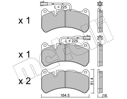 Bremsbelagsatz, Scheibenbremse Vorderachse Metelli 22-1201-2 von Metelli