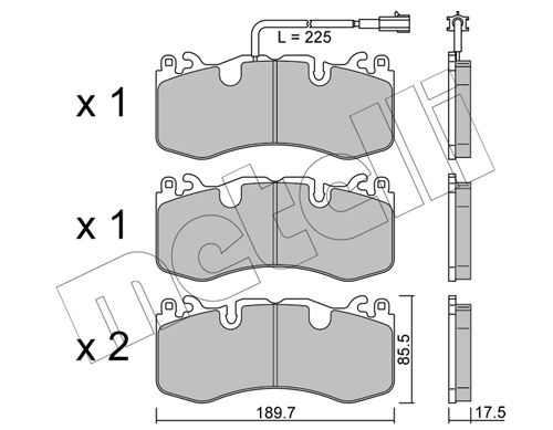 Bremsbelagsatz, Scheibenbremse Vorderachse Metelli 22-1202-0 von Metelli