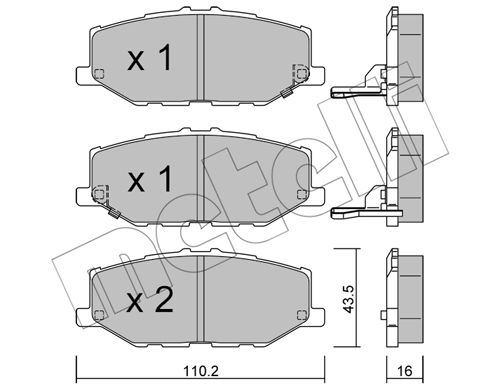 Bremsbelagsatz, Scheibenbremse Vorderachse Metelli 22-1215-0 von Metelli