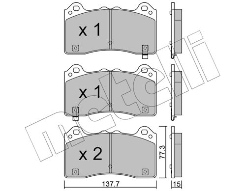 Bremsbelagsatz, Scheibenbremse Vorderachse Metelli 22-1220-0 von Metelli