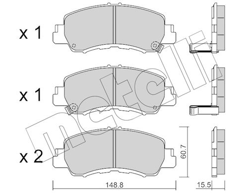 Bremsbelagsatz, Scheibenbremse Vorderachse Metelli 22-1239-0 von Metelli