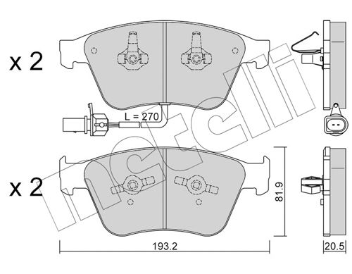 Bremsbelagsatz, Scheibenbremse Vorderachse Metelli 22-1253-0 von Metelli