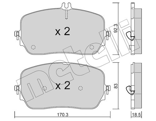 Bremsbelagsatz, Scheibenbremse Vorderachse Metelli 22-1272-0 von Metelli