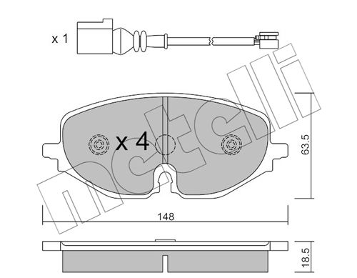 Bremsbelagsatz, Scheibenbremse Vorderachse Metelli 22-1280-0 von Metelli